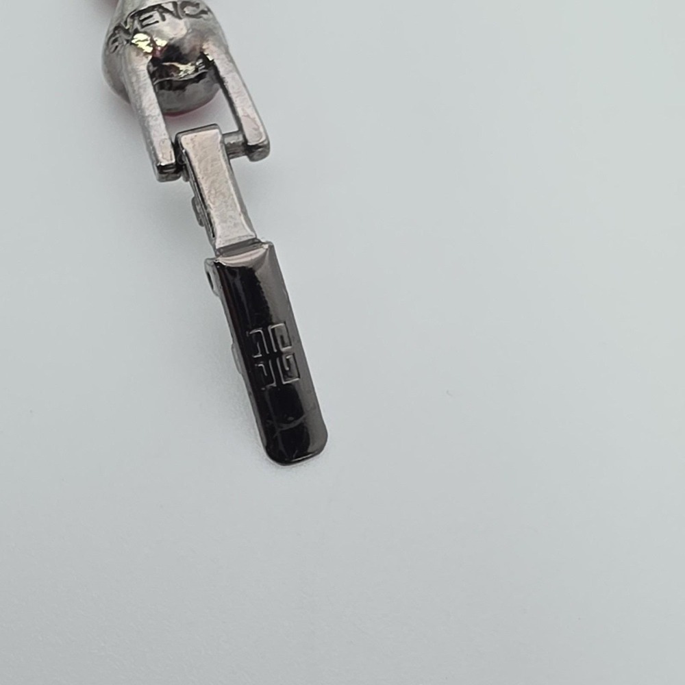 New! GIVENCHY Signed Tennis Bracelet Red SWAROVSKI Crystals Gunmetal Gray 7" - Picture 9 of 13